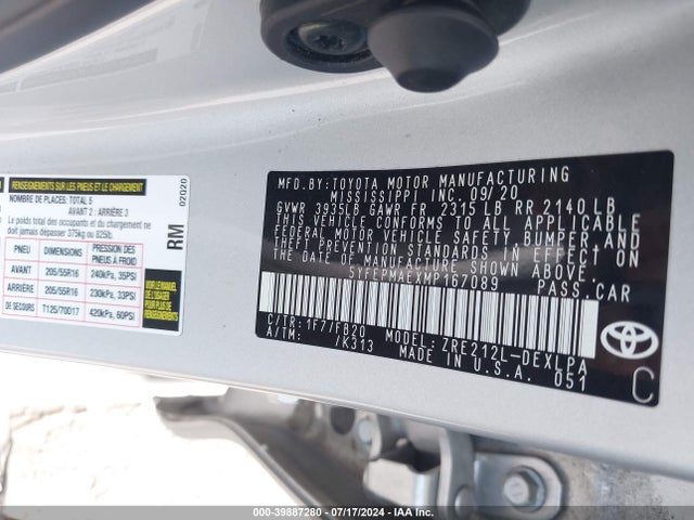 Toyota COROLLA LE 2021 5YFEPMAEXMP167089 Image 9