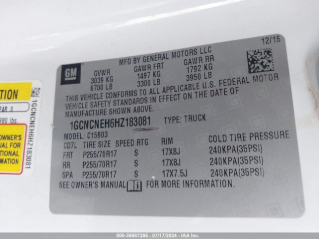 1GCNCNEH6HZ183081 Chevrolet Silverado 1500 Wt
