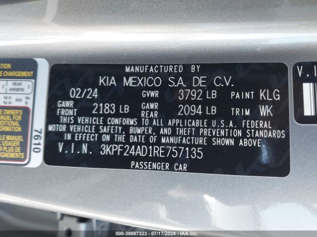3KPF24AD1RE757135 KIA Forte Lxs