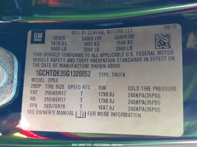 1GCHTDE35G1320052 Chevrolet Colorado Z71