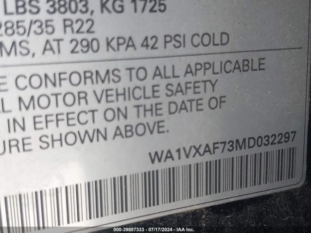 WA1VXAF73MD032297 Audi Q7 Prestige 55 Tfsi Quattro Tiptronic