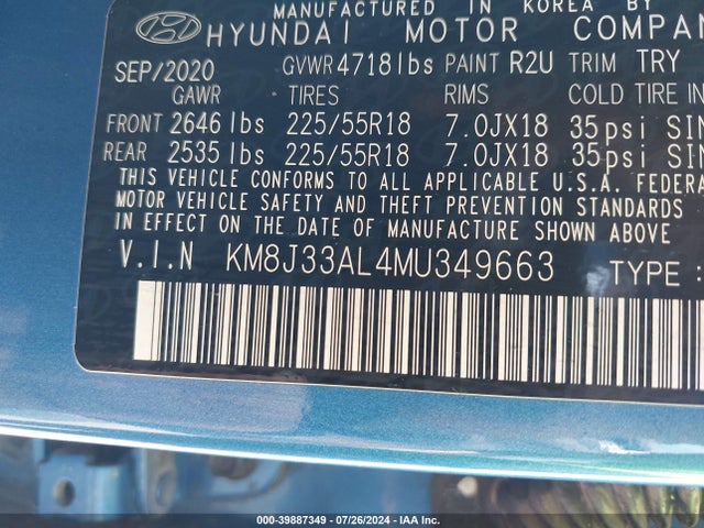 Hyundai TUCSON SEL 2021 KM8J33AL4MU349663 Image 9