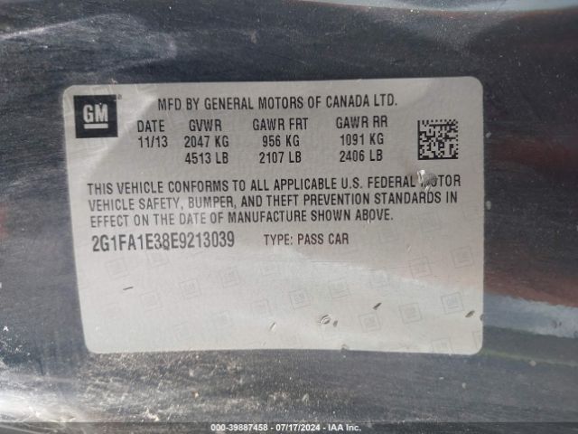 2G1FA1E38E9213039 Chevrolet Camaro 2ls