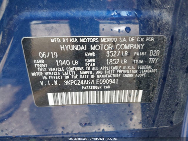 Hyundai Accent Sel 2020 3KPC24A67LE090941 Image 9