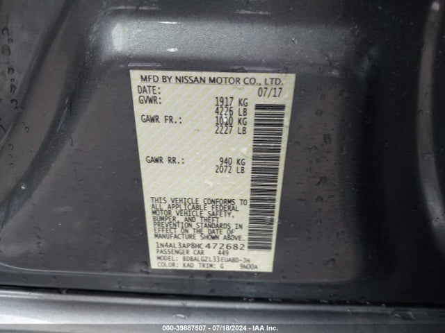 Nissan Altima 2.5 S 2017 1N4AL3AP8HC472682 Image 9