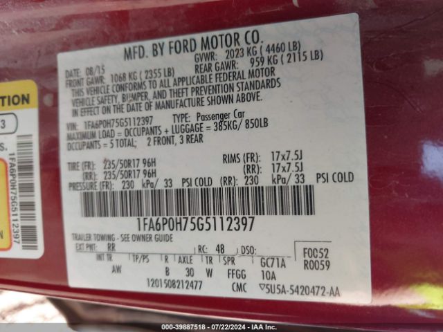 1FA6P0H75G5112397 Ford FUSION SE