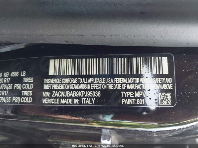 ZACNJBAB9KPJ95038 Jeep Renegade Sport 4x4