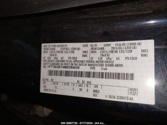 Ford F-250 Xl 2021 1FT7W2BT4MED86639 Image 9