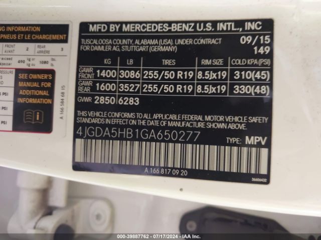 4JGDA5HB1GA650277 Mercedes-Benz Gle 350 4matic