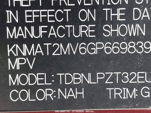 KNMAT2MV6GP669839 Nissan Rogue S/sl/sv