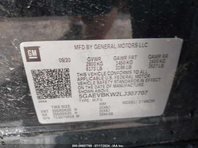 5GAEVBKW2LJ307707 Buick Enclave Awd Premium