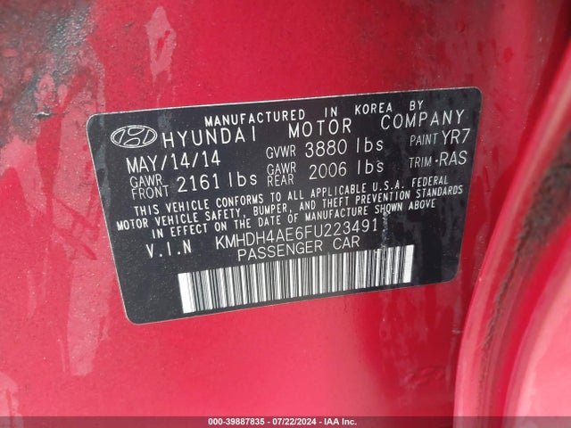 Hyundai ELANTRA SE 2015 KMHDH4AE6FU223491 Image 9