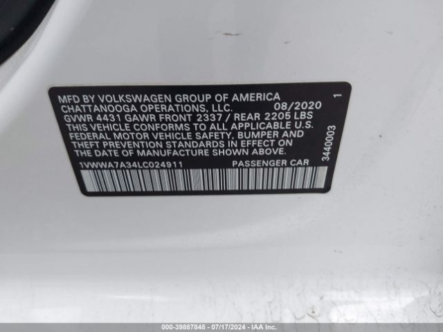 1VWWA7A34LC024911 Volkswagen Passat 2.0t Se