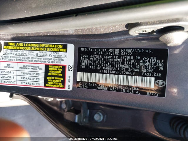 Toyota CAMRY SE 2023 4T1G11AK9PU728609 Image 9