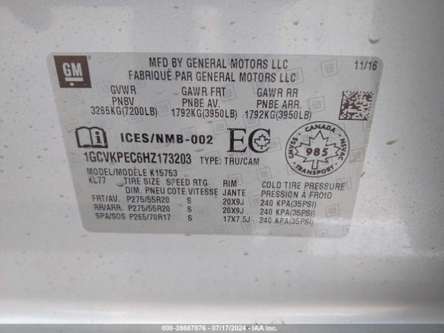 1GCVKPEC6HZ173203 Chevrolet Silverado 1500 Custom