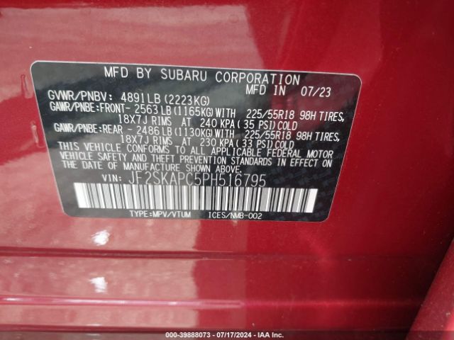 JF2SKAPC5PH516795 Subaru Forester Limited