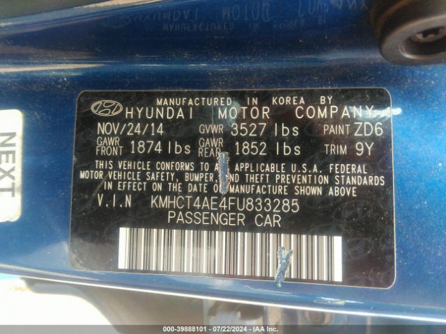 KMHCT4AE4FU833285 Hyundai ACCENT GLS