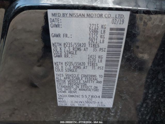 5N1DL0MM2KC557804 Infiniti QX60 LUXE