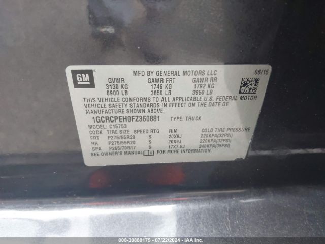 1GCRCPEH0FZ360881 Chevrolet Silverado 1500 Ls