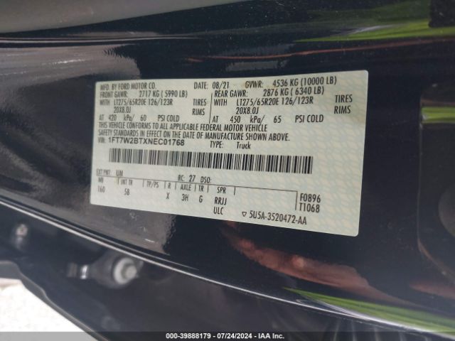 1FT7W2BTXNEC01768 Ford F-250 Lariat