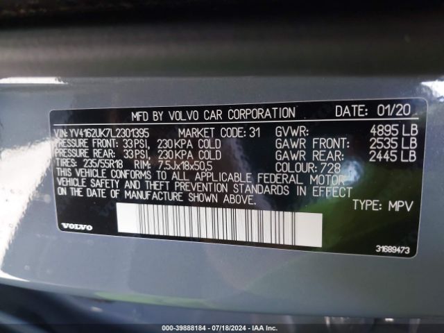YV4162UK7L2301395 Volvo Xc40 T5 Momentum