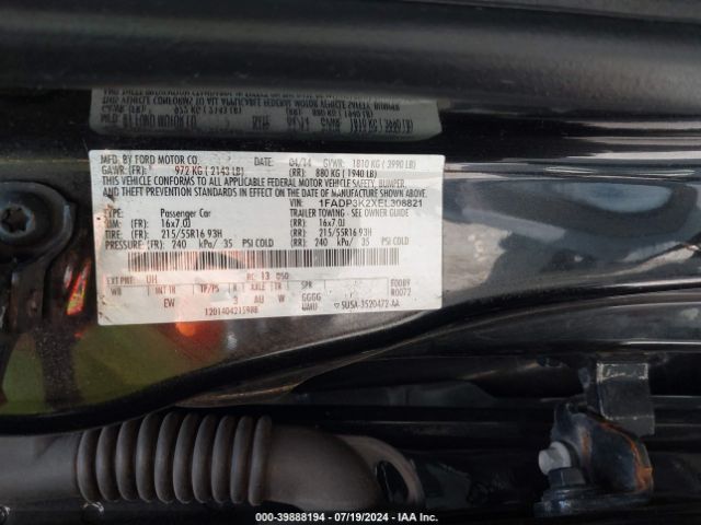 1FADP3K2XEL308821 Ford FOCUS SE