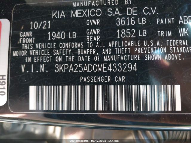 3KPA25AD0ME433294 KIA Rio 5-door S