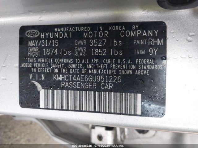 KMHCT4AE6GU951226 Hyundai ACCENT SE