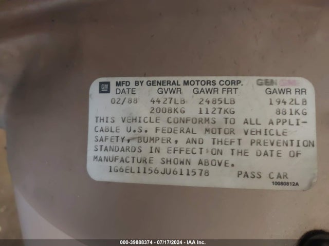 1988 CADILLAC ELDORADO 1G6EL1156JU611578 Photo 8