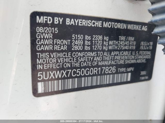 5UXWX7C50G0R17826 BMW X3 Xdrive35i