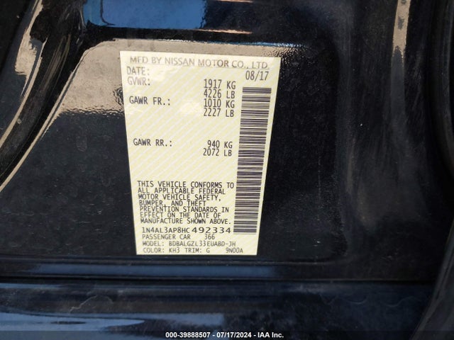 Nissan Altima 2.5 S 2017 1N4AL3AP8HC492334 Image 9