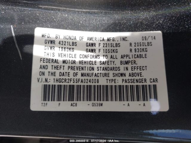 1HGCR2F55FA024008 Honda Accord Sport