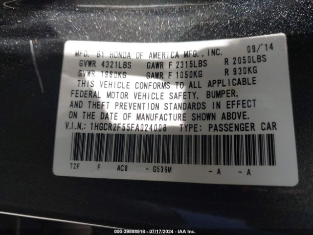 1HGCR2F55FA024008 Honda Accord Sport