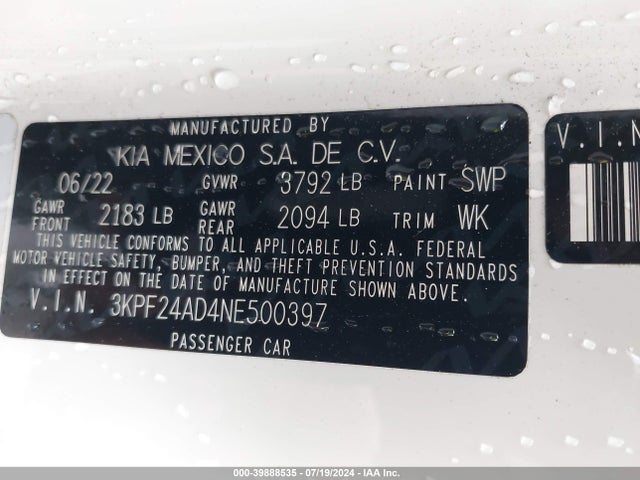 KIA Forte Lxs 2022 3KPF24AD4NE500397 Image 9