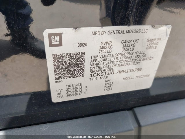 1GKS1JKL7MR135789 GMC Yukon Xl 2wd Denali
