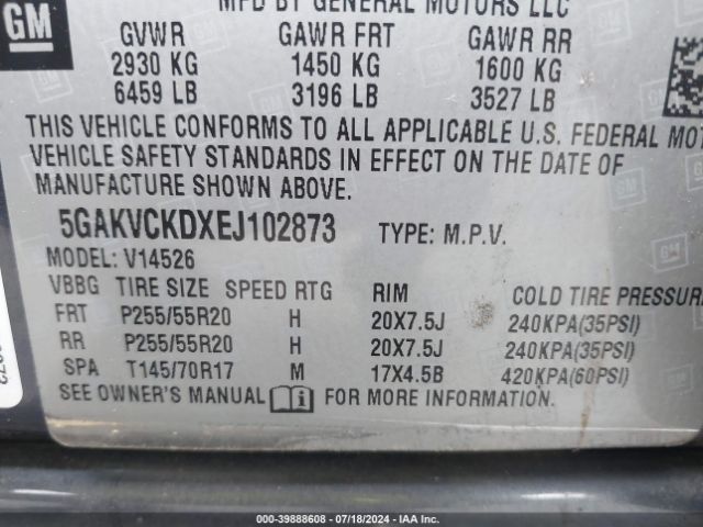 5GAKVCKDXEJ102873 Buick Enclave Premium