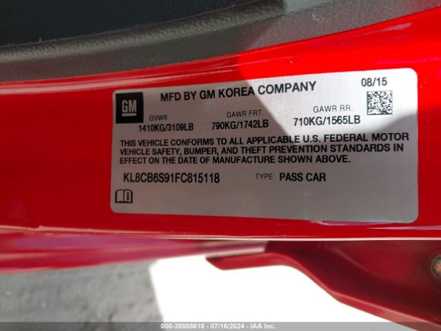 KL8CB6S91FC815118 Chevrolet Spark Ls Cvt