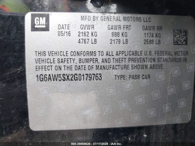 1G6AW5SX2G0179763 Cadillac Cts Standard