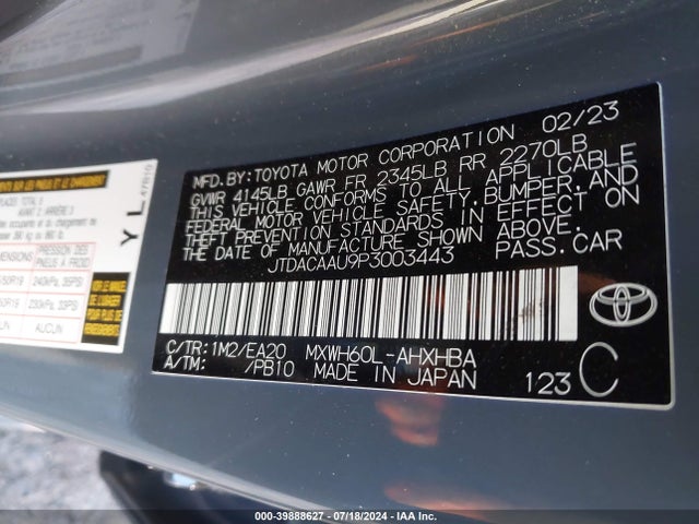 JTDACAAU9P3003443 Toyota Prius Limited