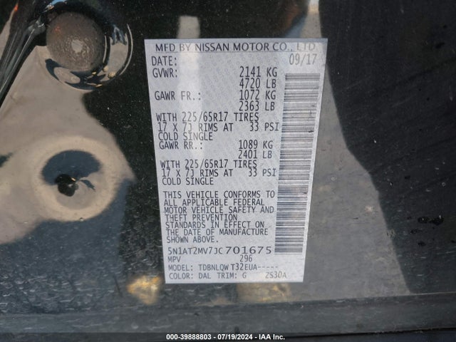 Nissan ROGUE SV 2018 5N1AT2MV7JC701675 Image 9