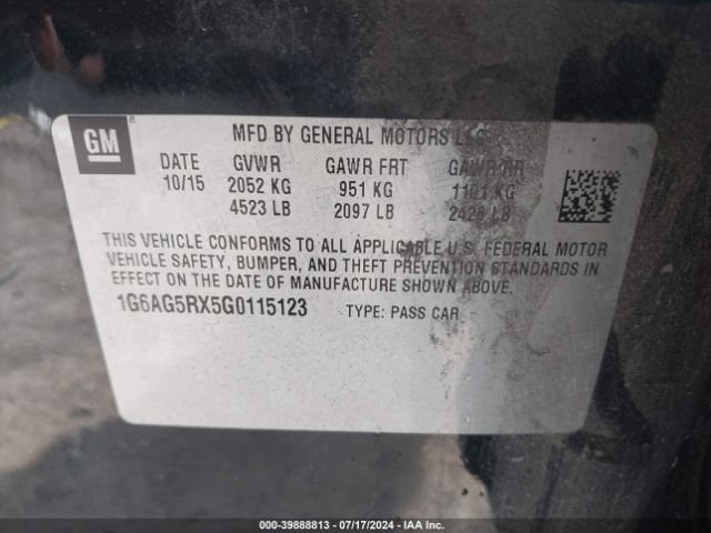 1G6AG5RX5G0115123 Cadillac Ats Standard