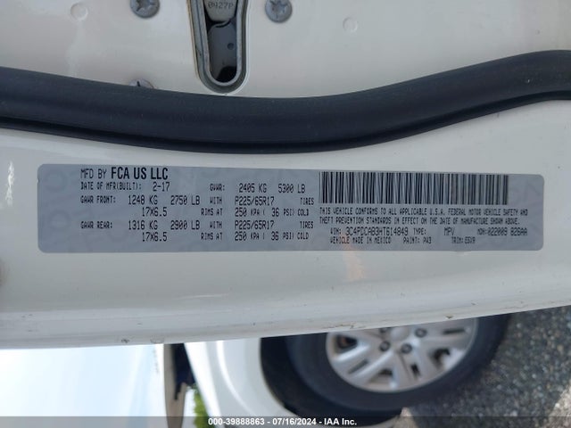 Dodge JOURNEY SE 2017 3C4PDCAB3HT614849 Image 9