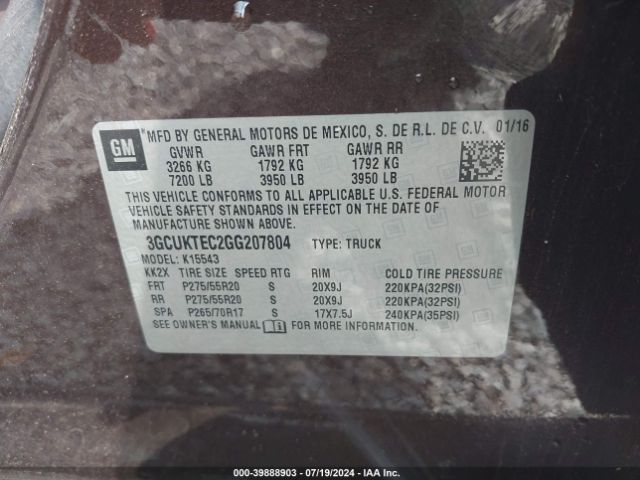 3GCUKTEC2GG207804 Chevrolet Silverado 1500 High Country
