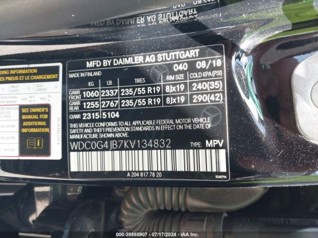 WDC0G4JB7KV134832 Mercedes-Benz GLC 300