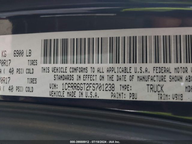 1C6RR6GT2FS701238 RAM 1500 Slt