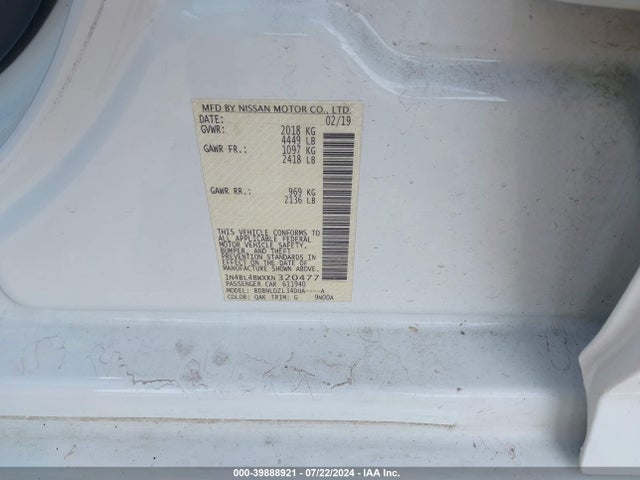 Nissan Altima 2.5 S 2019 1N4BL4BWXKN320477 Image 9