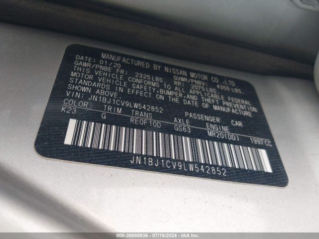 JN1BJ1CV9LW542852 Nissan Rogue Sport S Fwd Xtronic Cvt