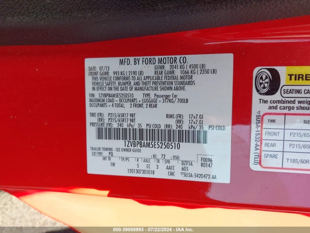 Ford Mustang V6 2014 1ZVBP8AM5E5250510 Image 9