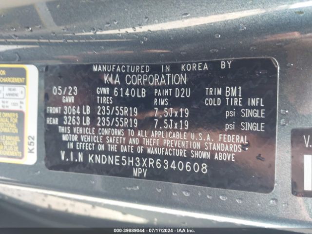 KNDNE5H3XR6340608 KIA Carnival Mpv Sx