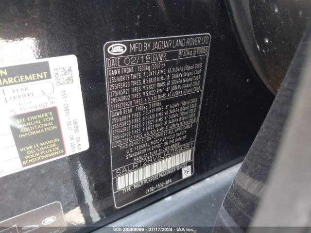 SALRT2RV5JA059381 Land Rover Discovery Hse Luxury
